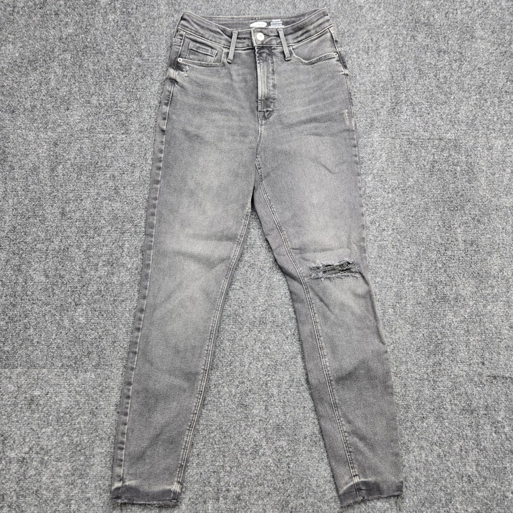 Old Navy Rockstar Skinny High Rise Black Distressed Jeans Womens Size 4 24x26
